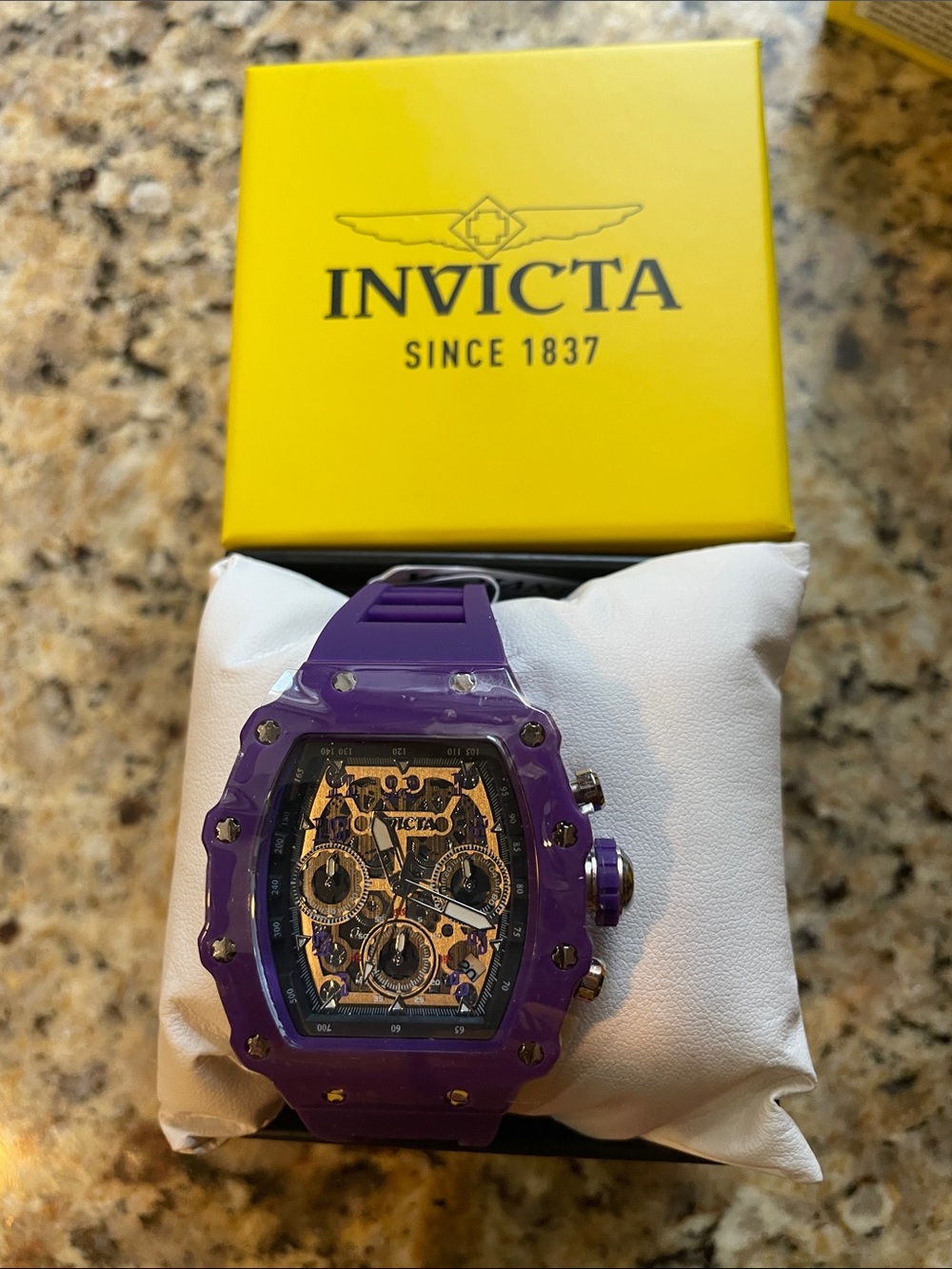 Invicta Racing Purple Men's Skeleton Chronograph Watch